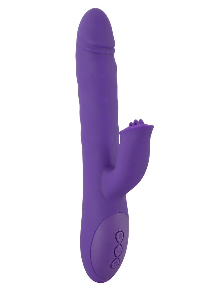 Sweet Smile Stoßvibrator mit Klitorisreizer Thrusting & Rotating Pearl Vibrator in lila günstig kaufen 24 cm