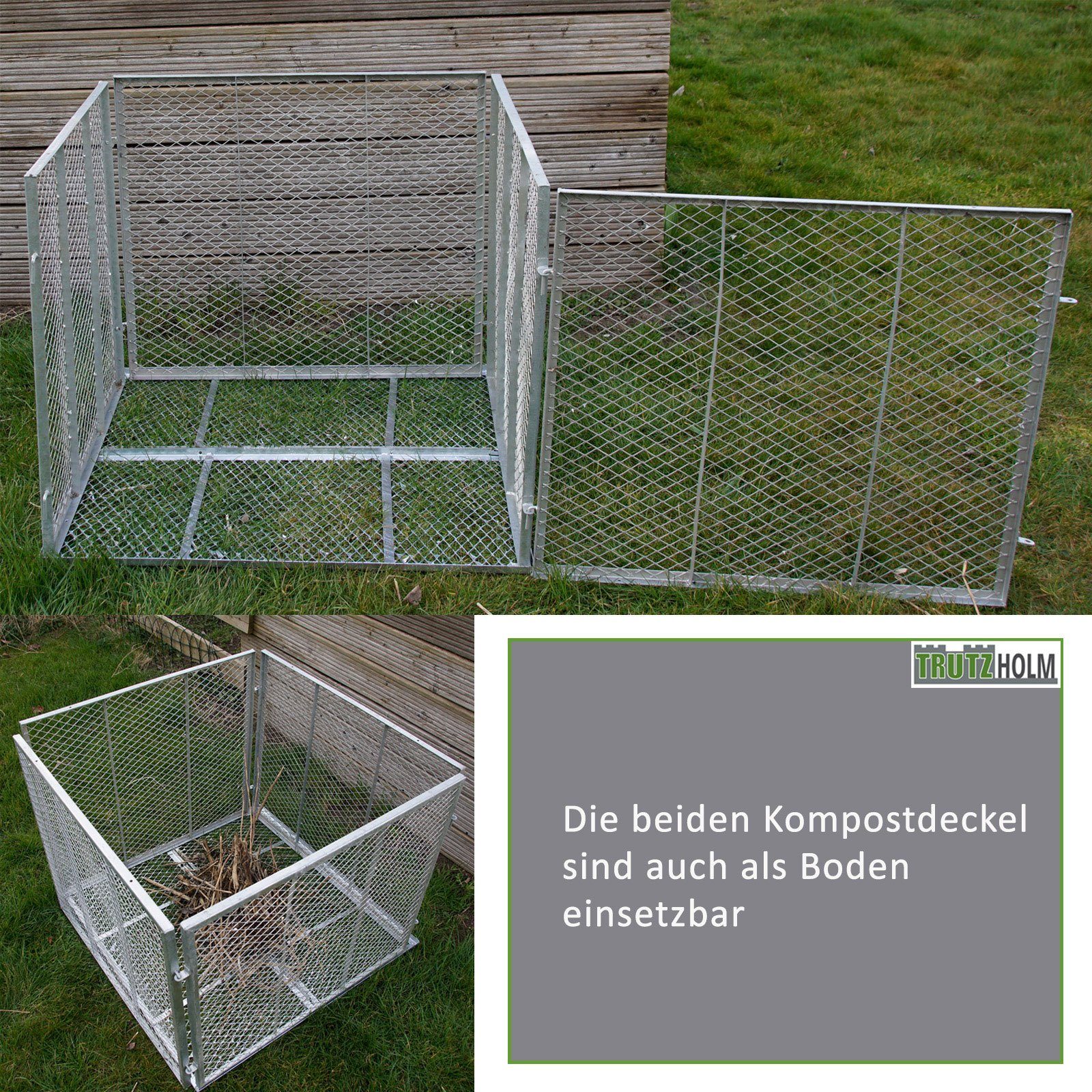 TRUTZHOLM Komposter Deckel oder Boden für Komposter Metallkomposter 80x80 cm aus Streckmet, 450 l