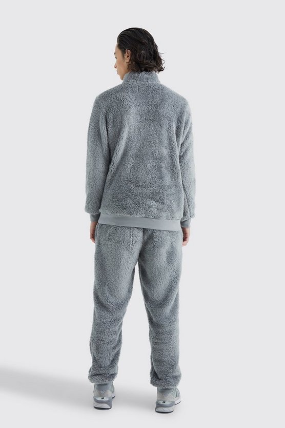 Borg Sweatshirt-Trainingsanzug mit 1/4 Reißverschluss und Gummi-Etikett
