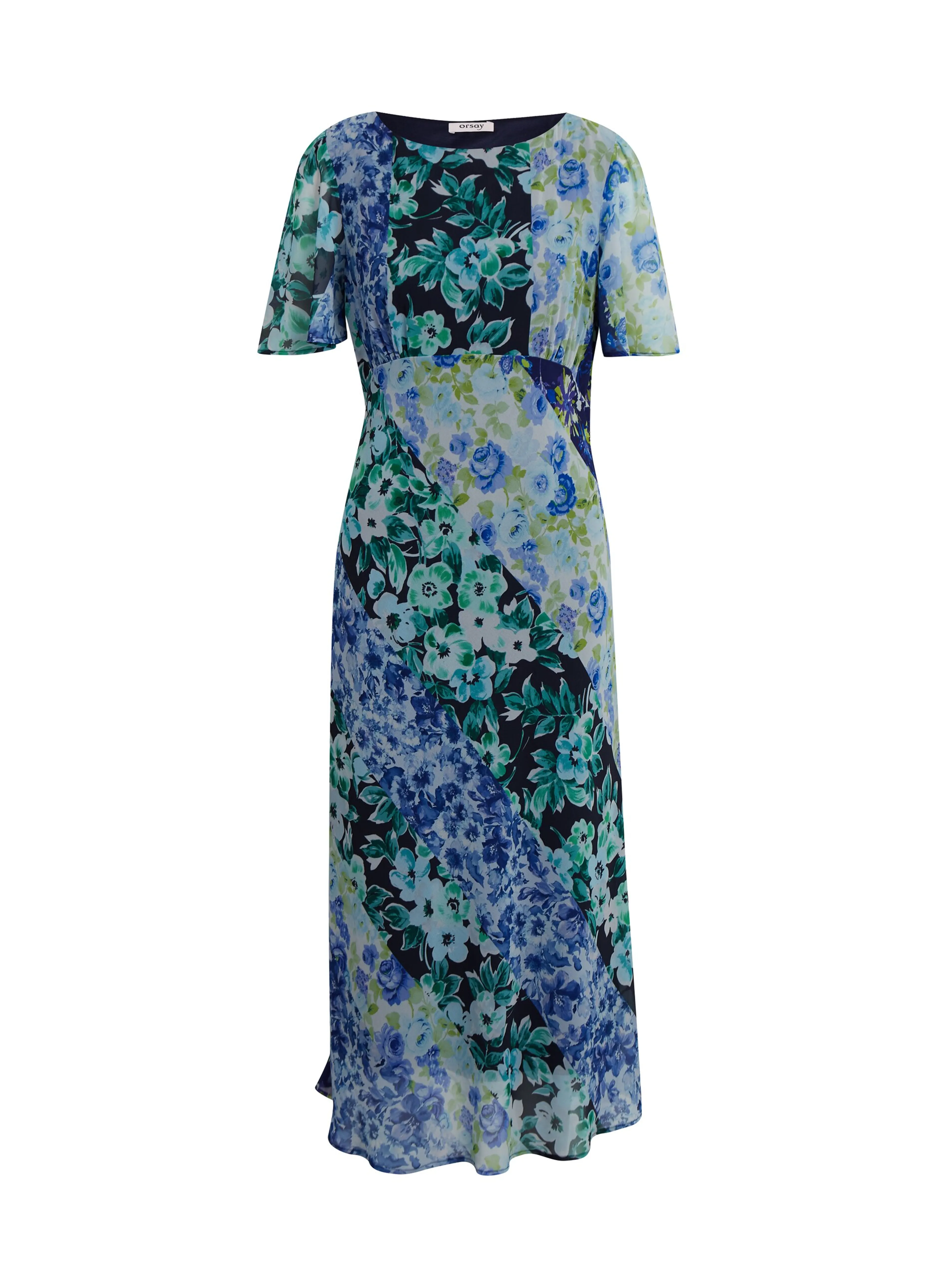 Blaues geblümtes Damen-Midikleid ORSAY