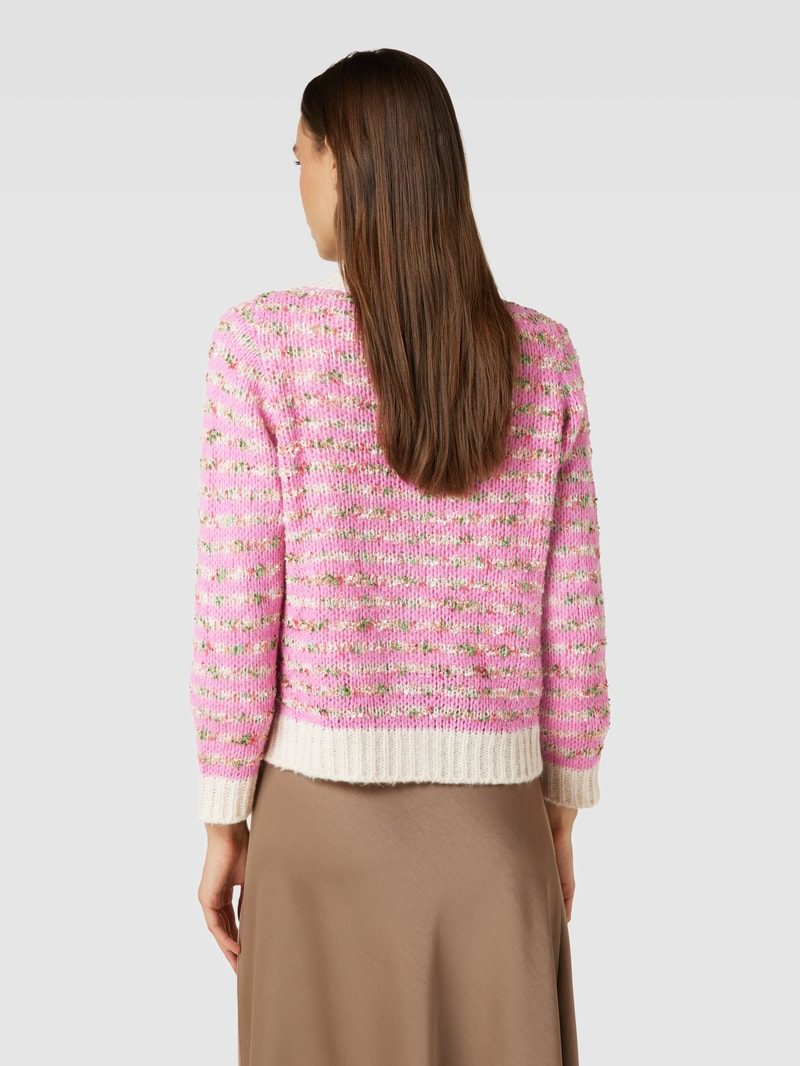 Strickjacke mit Streifenmuster in pink
