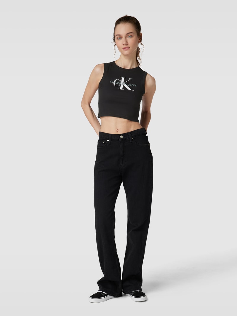 Crop Top mit Logo-Print in black