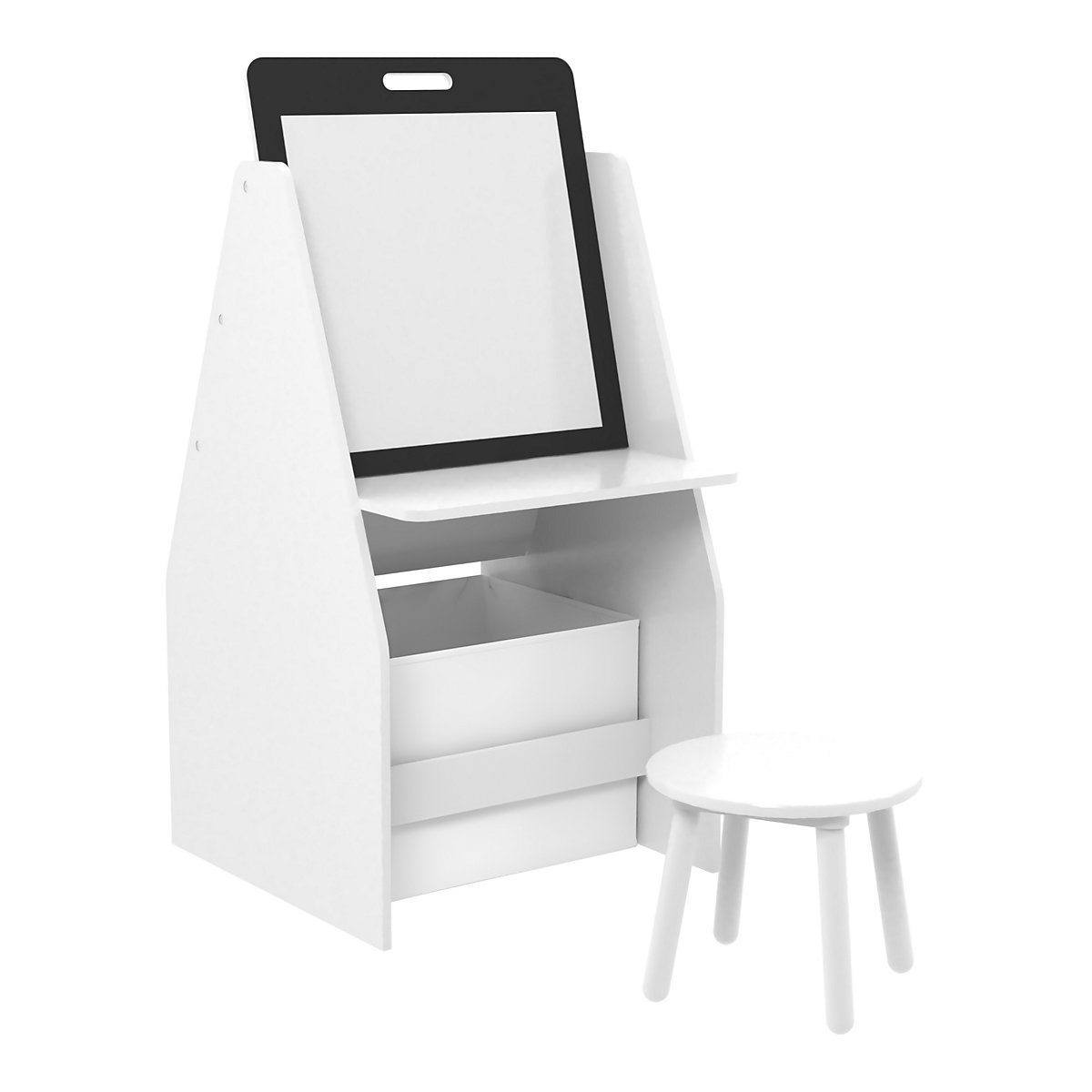 Kindertisch mit Maltafel Ferrol Kinderarbeitstisch mit Hocker 88x51x49 cm Weiß