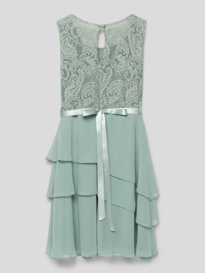 Kleid mit Spitzenbesatz in mint