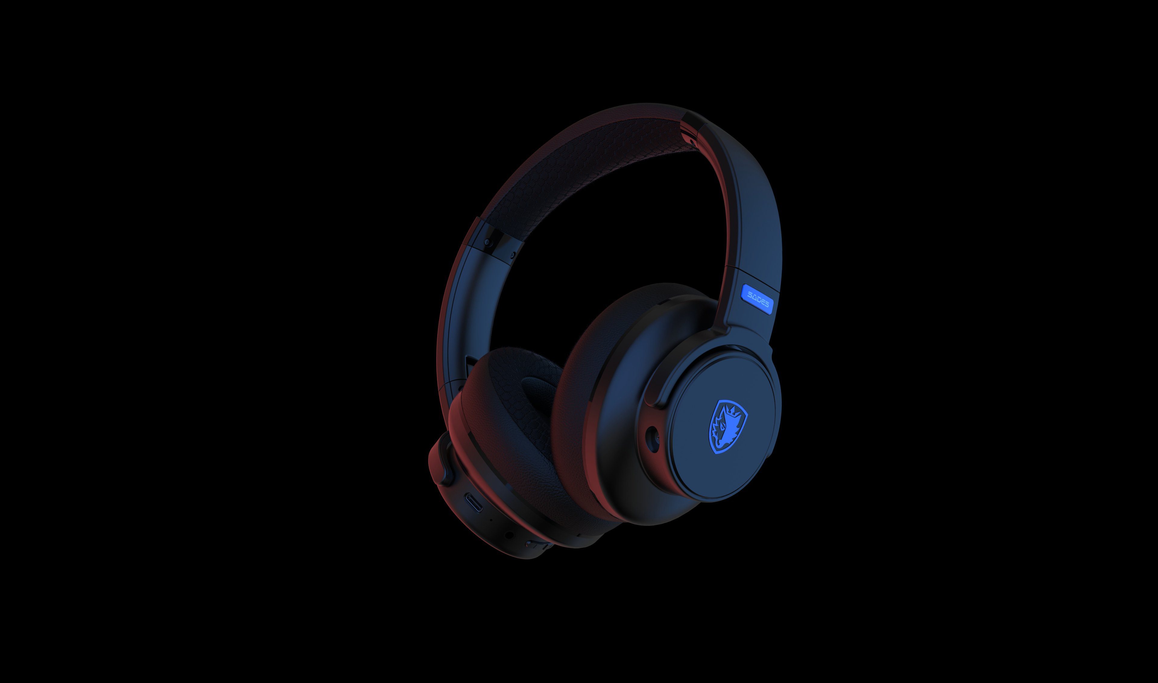 Sades SADES Runner SA-202 Gaming Headset, schwarz, USB, kabellos, Stereo Gaming-Headset (Rauschunterdrückung, Wireless, Over Ear, Bluetooth 5.0, 2.4G, 3,5 mm)