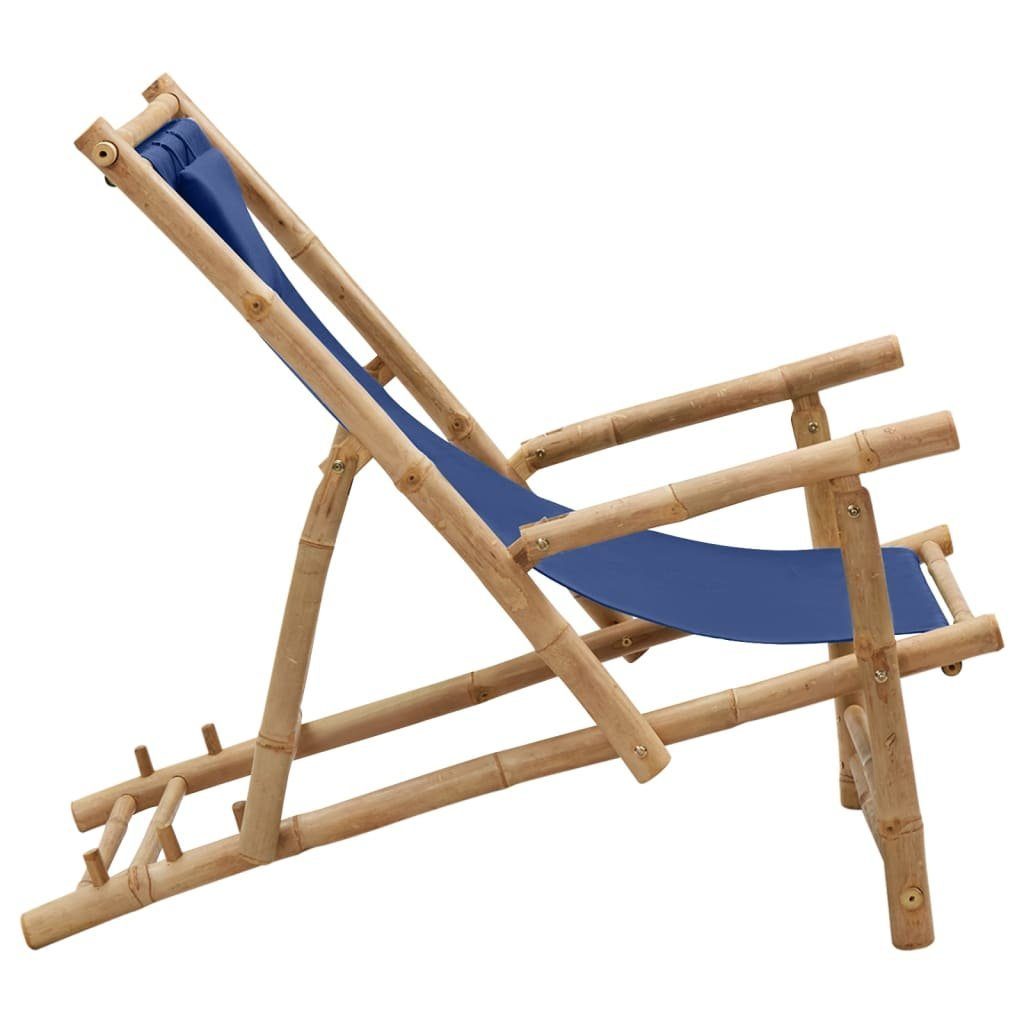 vidaXL Gartenstuhl Liegestuhl Bambus und Canvas Marineblau (1 St)