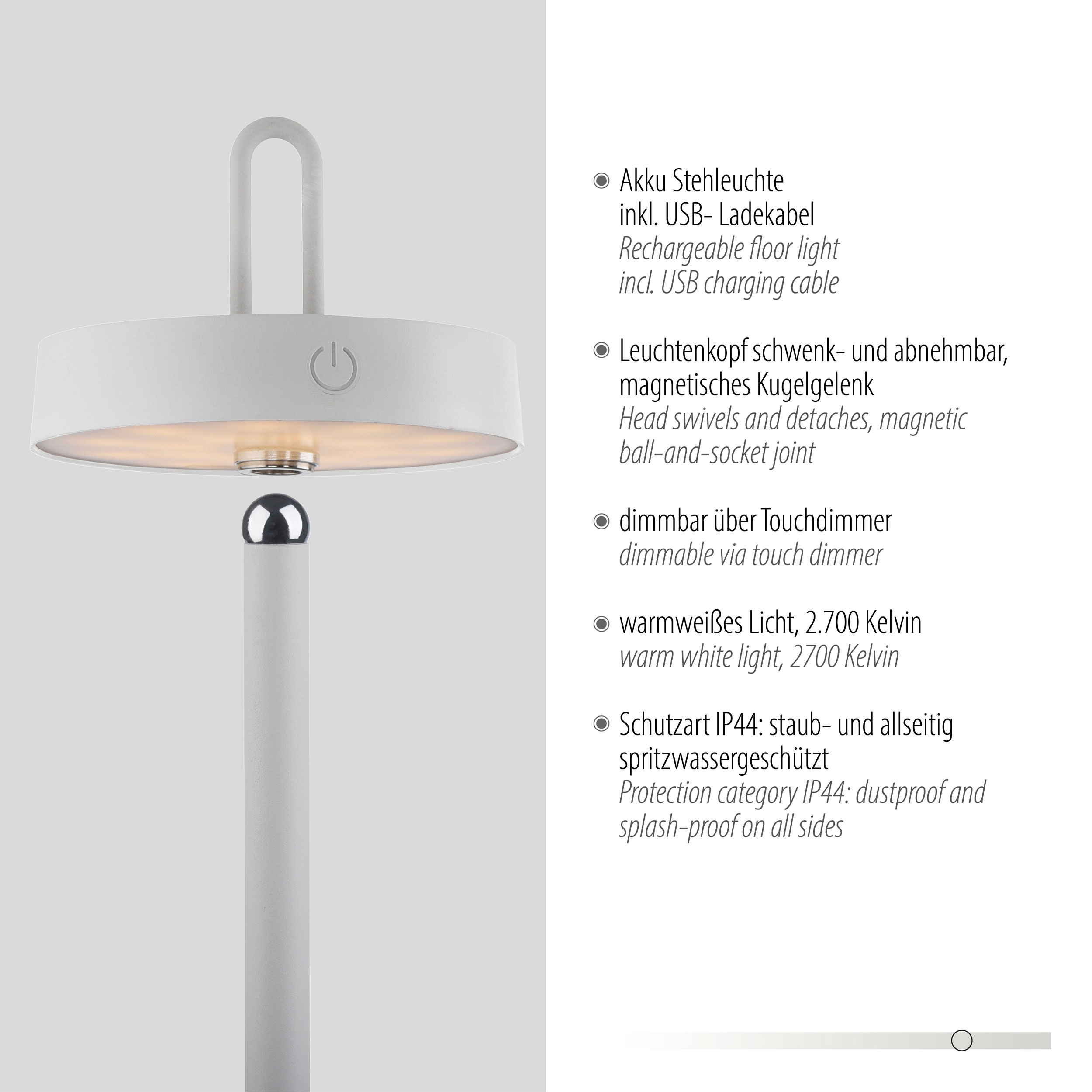 JUST LIGHT.LED-Akku-Stehleuchte 1flg