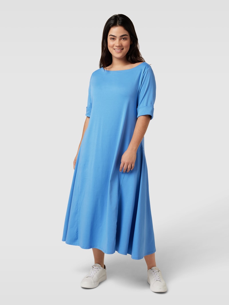 PLUS SIZE Sweatkleid mit Rundhalsausschnitt Modell 'MUNZIE' in royalblau
