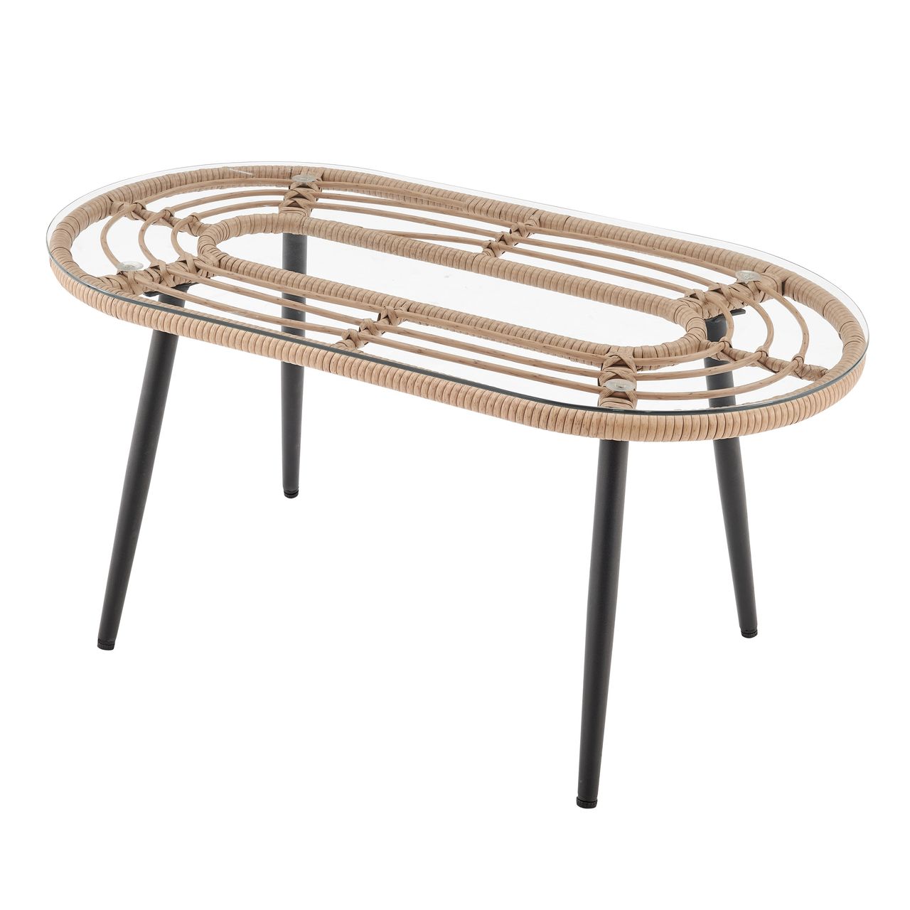 Happy Home Happy Home Lounge-Set 4 tlg. HGS40-GRA helles Rattan mit Sitzkissen in grau