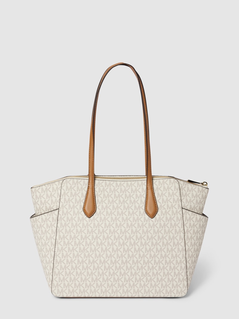 Shopper mit Label-Detail Modell 'MARILYN' in ecru