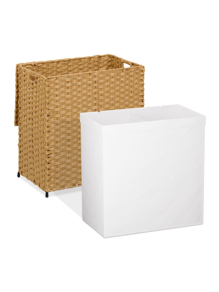 relaxdays Wäschekorb in Braun/ Beige - (B)58 x (H)60 x (T)34 cm günstig kaufen onesize