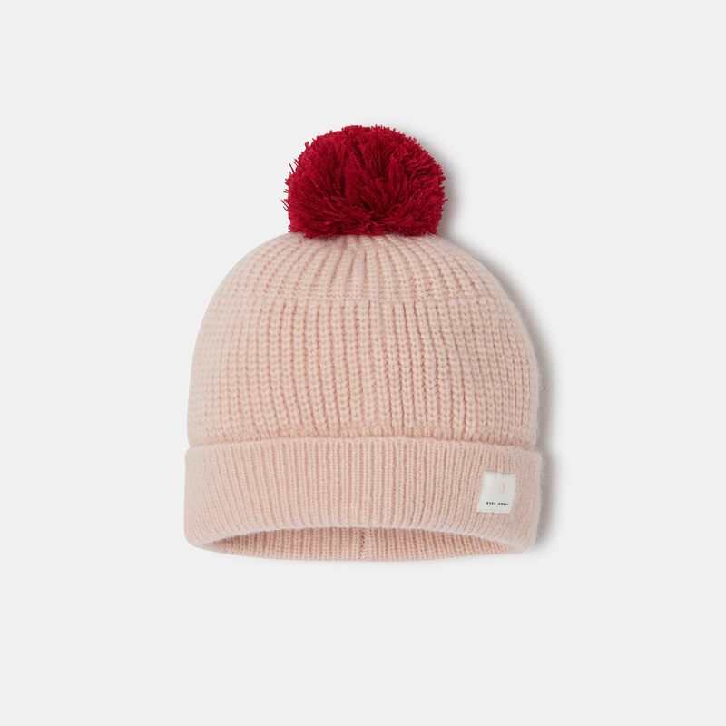 Bonnet en tricot à pompon rose bébé fille Absorba