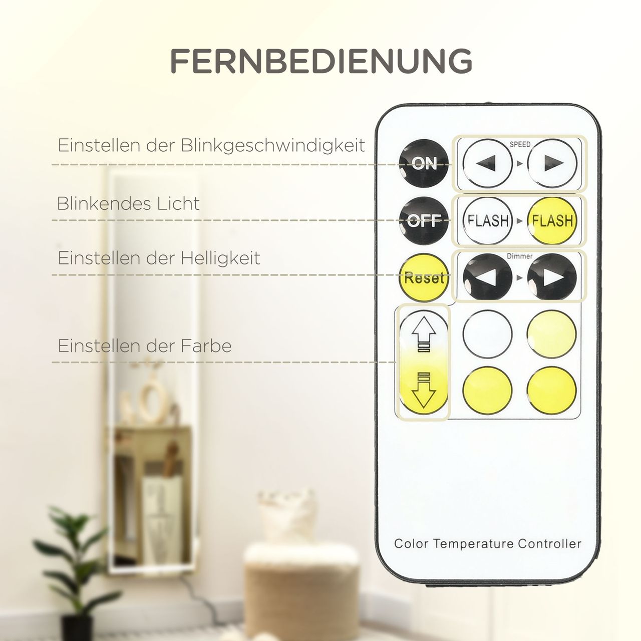 HOMCOM 2 in 1 Standspiegel, Wandspiegel, Ganzkörperspiegel mit LED-Beleuchtung