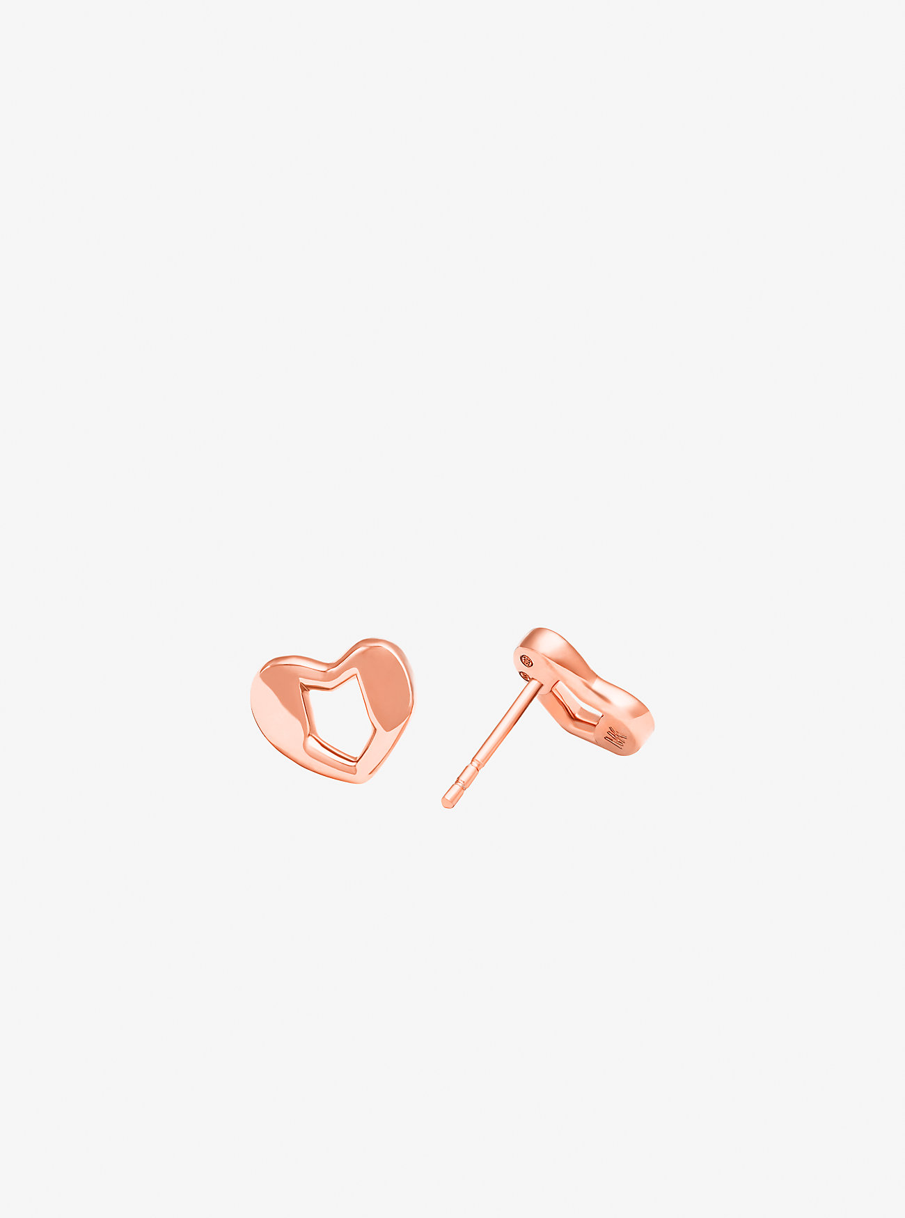 Precious Metal-Plated Sterling Silver Heart Stud Earrings - ROSE GOLD
