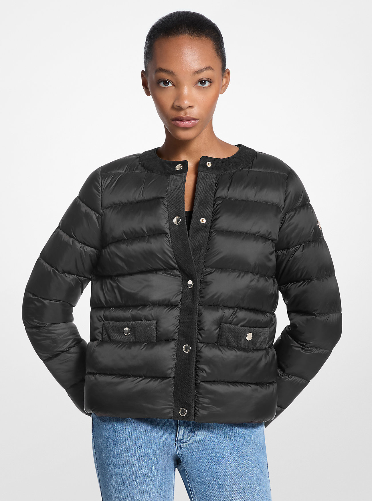 Packable Quilted Nylon Puffer Jacket - BLACK