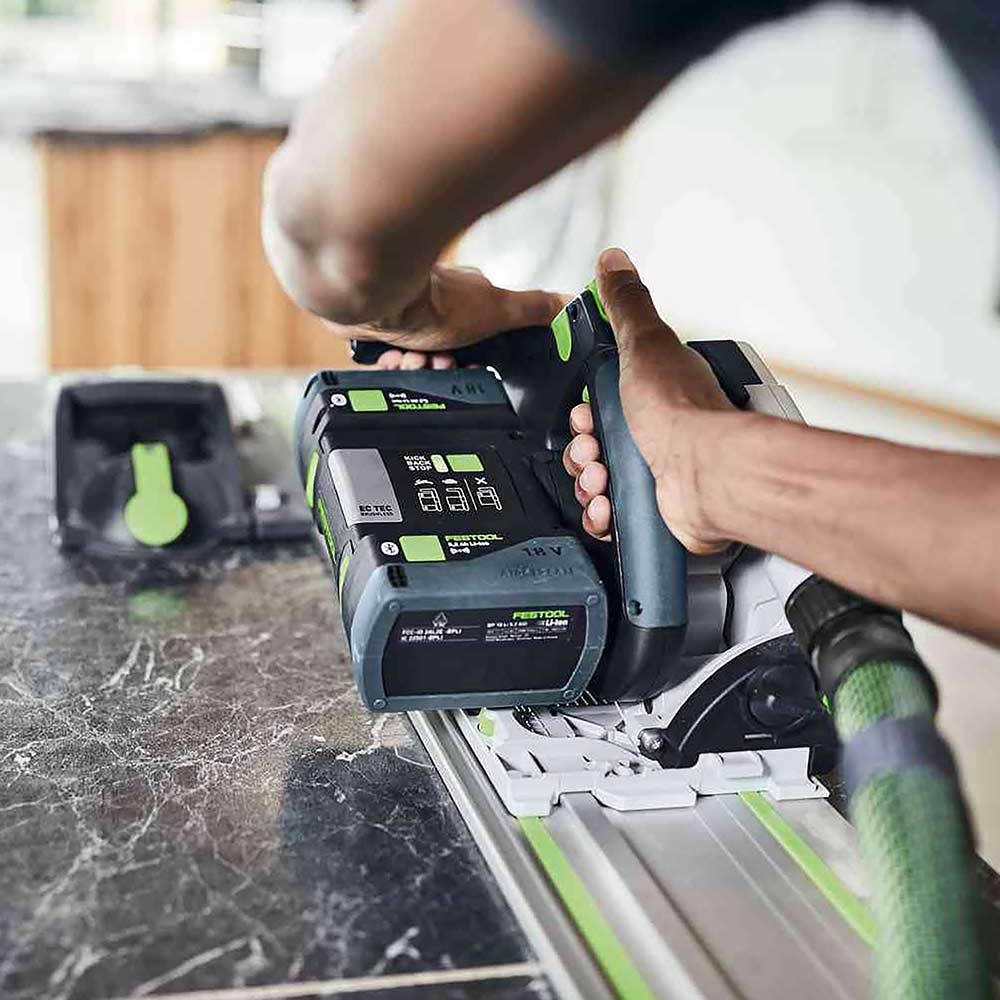 Kit de serra de imersão sem escova FESTOOL 18V com 2 baterias de 5,2 Ah e 160 mm TSC 55K Bluetooth XL (577113)