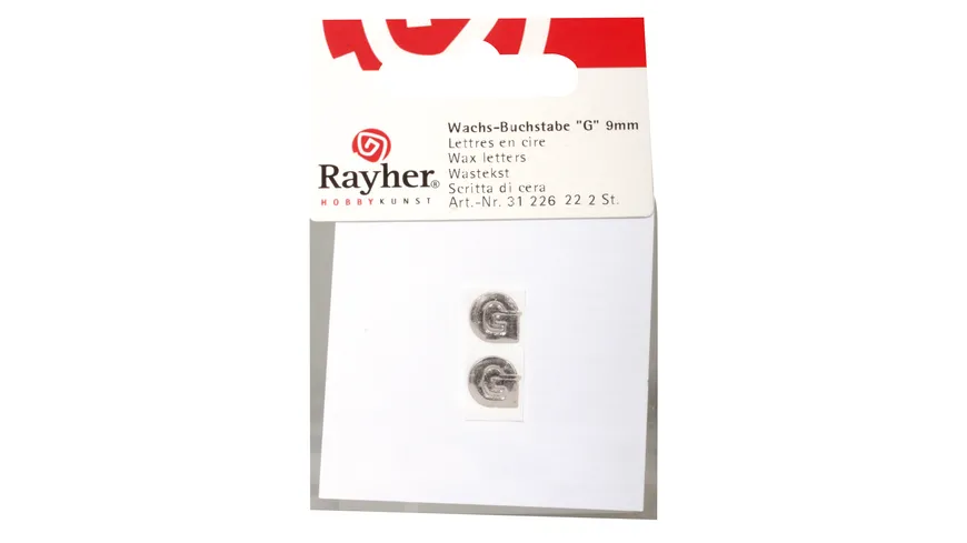 Rayher Wachsbuchstaben -G- silber 9mm 2Stück