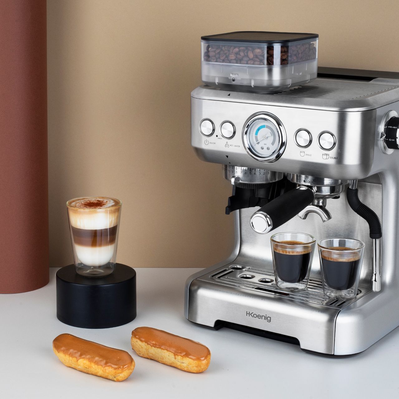 H.Koenig Espressomaschine mit 15-Stufen-Mahlwerk