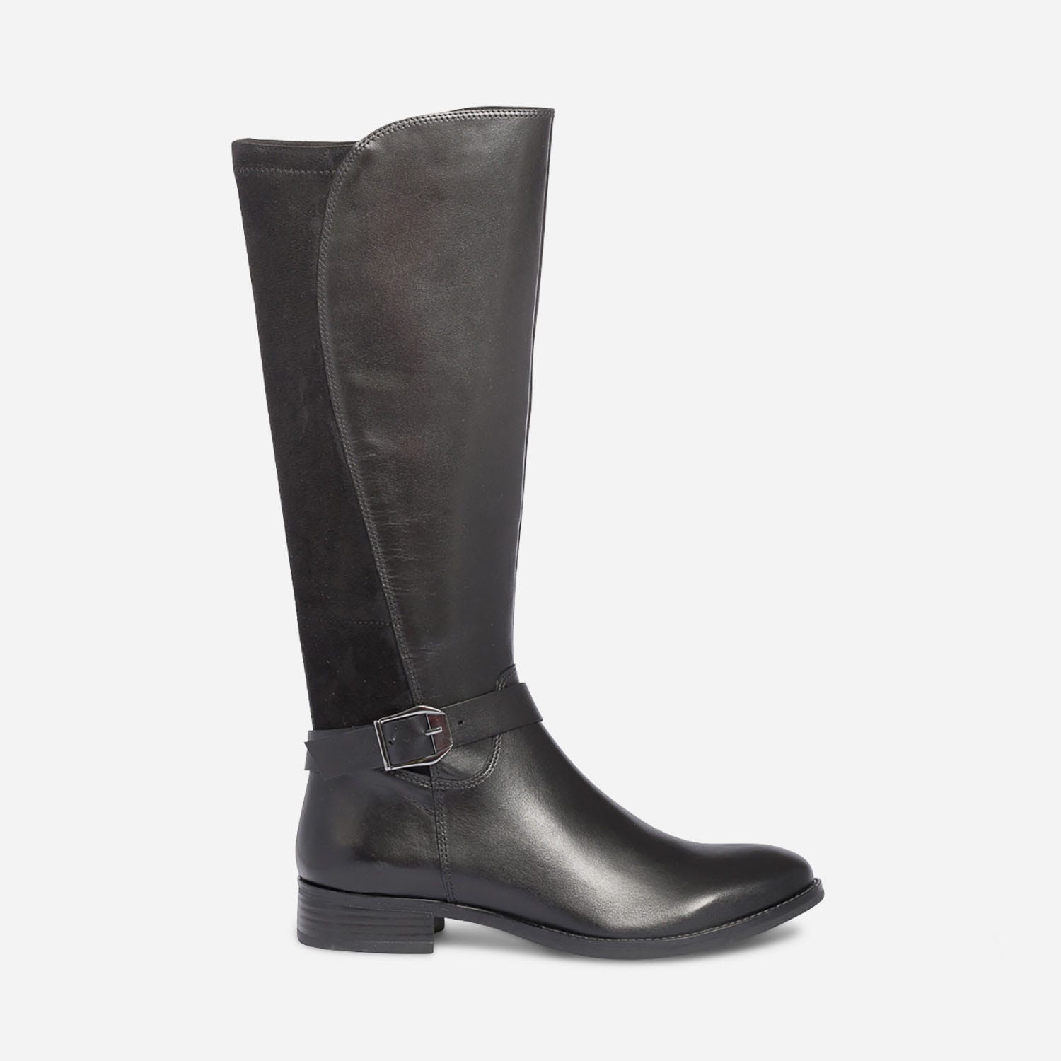 Botte CAPRICE noire en cuir et textile à boucle