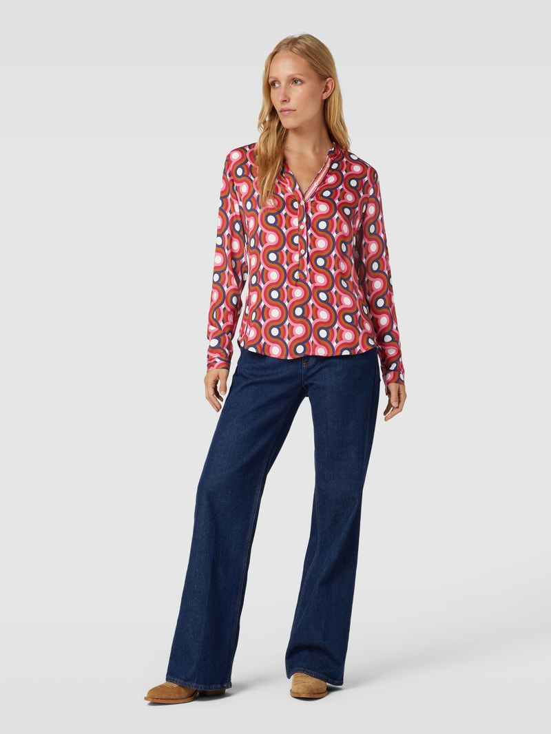 Bluse mit Tunikakragen Modell 'Luftschlange' in pink