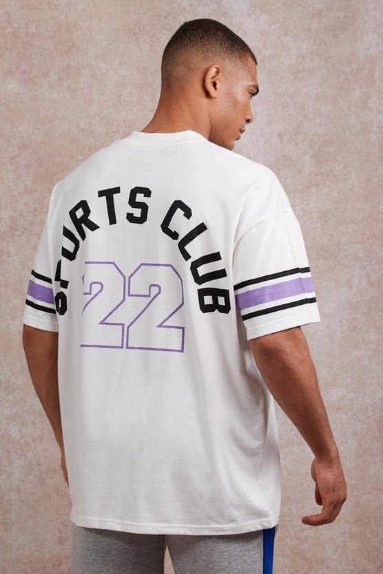 Oversize Baseball T-Shirt mit V-Ausschnitt