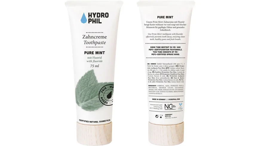 HYDROPHIL Zahncreme Pure Mint – mit frischer Pfefferminz-Note 75 ml