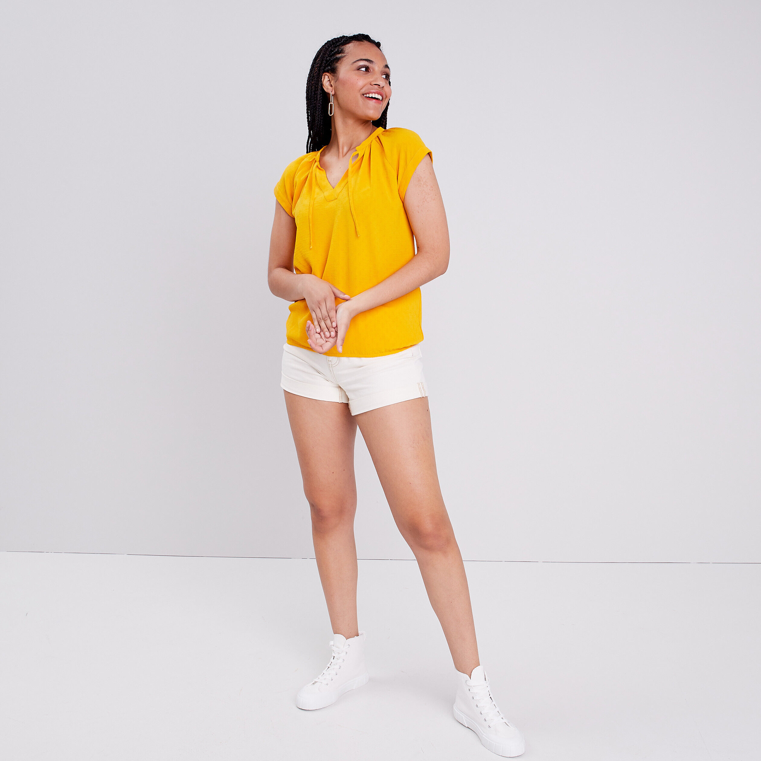 Blouse manches courtes jaune foncé femme | Cache Cache