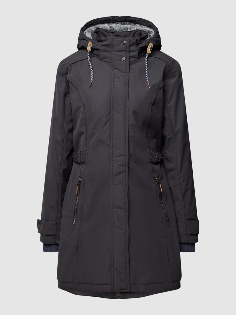Jacke mit Label-Applikation in marineblau