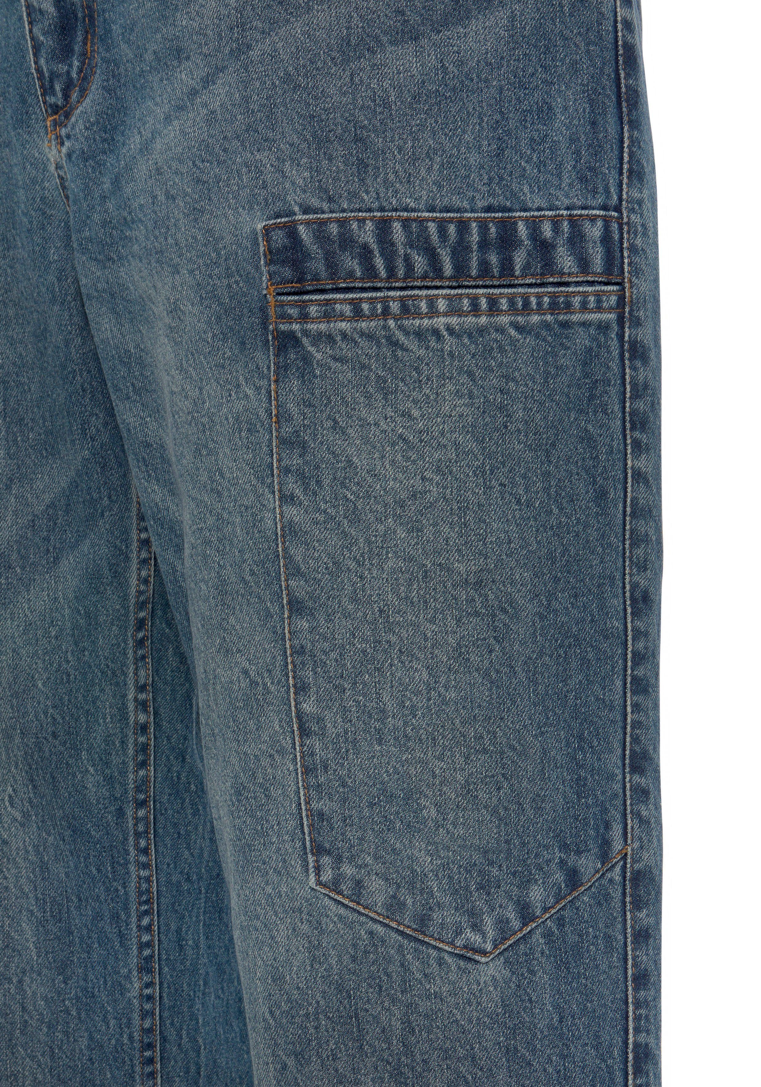 Northern Country Arbeitshose Cargo Jeans (aus 100% Baumwolle, robuster Jeansstoff, comfort fit) mit dehnbarem Bund, mit 6 praktischen Taschen