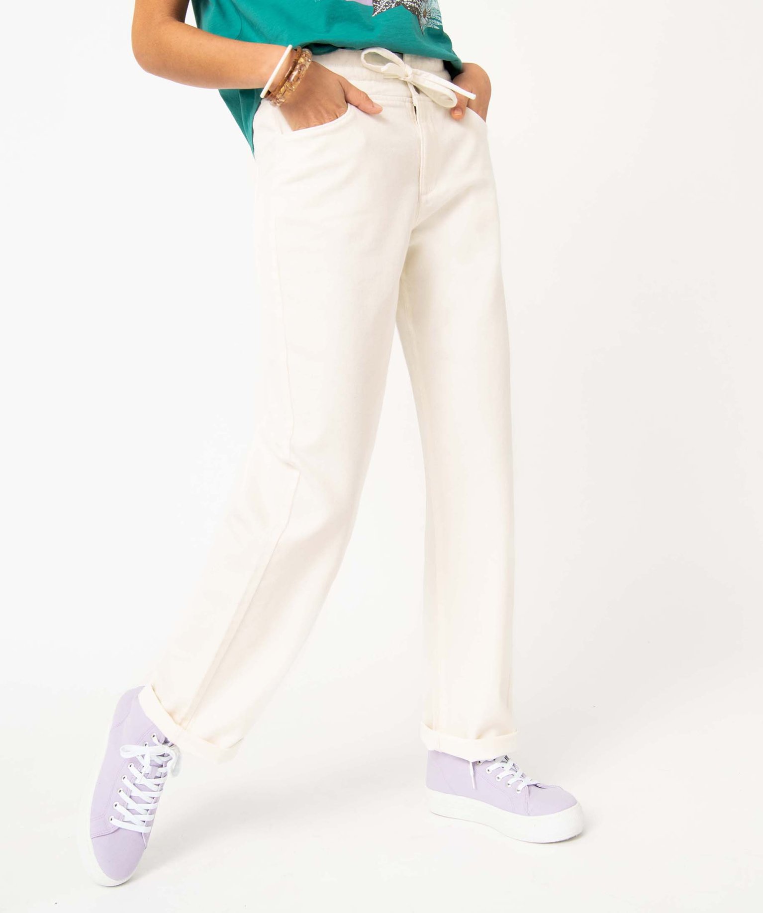 Jean femme coupe ample - Camps United ecru | GEMO