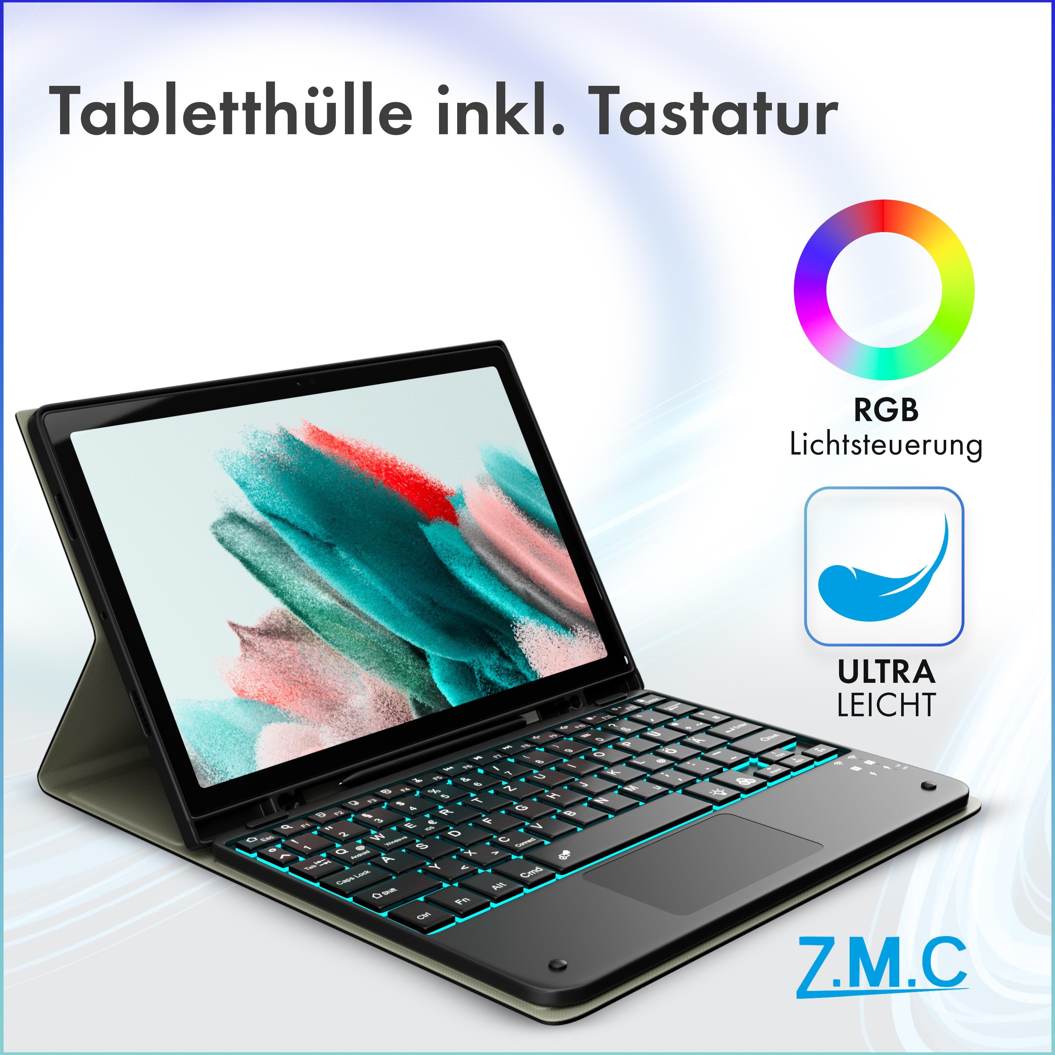ZMC Samsung Galaxy Tab A8 2022 X200 / X205 / X207 10.5 Zoll Schutz Hülle Tablet-Tastatur (mit Beleuchtete Wireless Abnehmbare Tastatur magnetische Ständer)