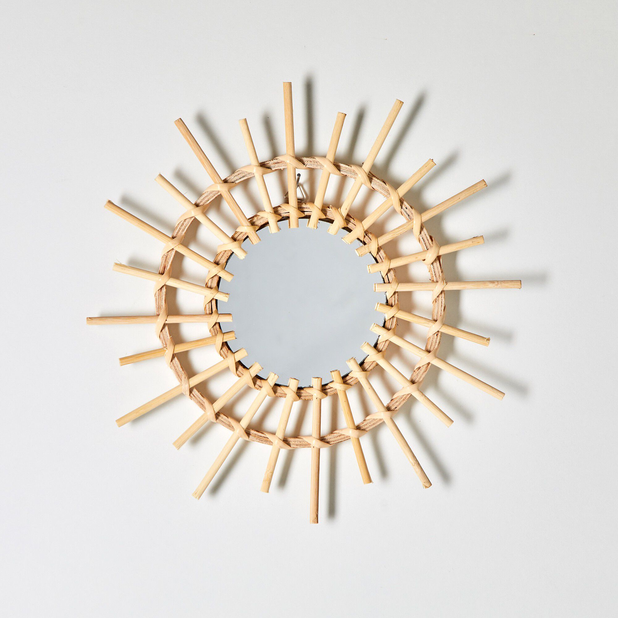 Miroir rond rotin
