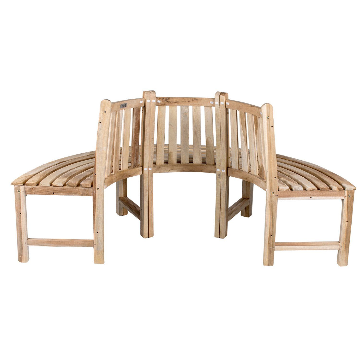 Home Feeling Baumbank Halbkreis aus Teakholz ca. 180cm breit, Massivholz, hergestellt aus Plantagenteakholz