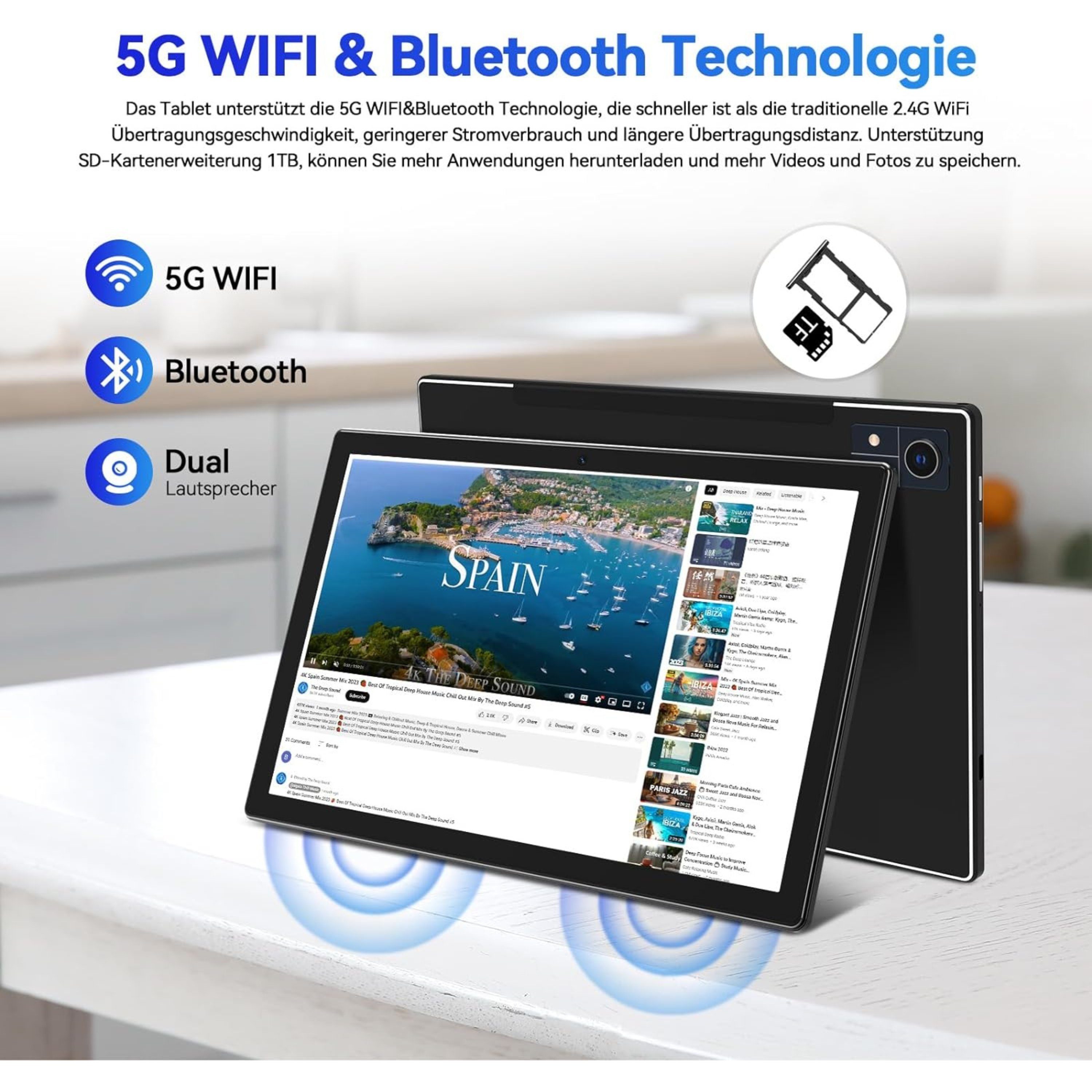 Manike P98, Dual SIM, 8GB RAM + 128GB ROM, 4G (LTE) Tablet mit tastatur Tablet (10,4