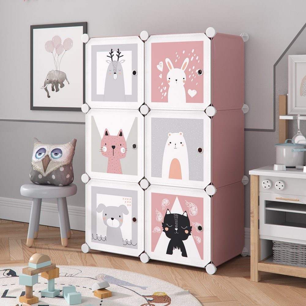 Vicco Bücherregal Kleiderschrank Steckregal Andy rosa modular 6 Fächer