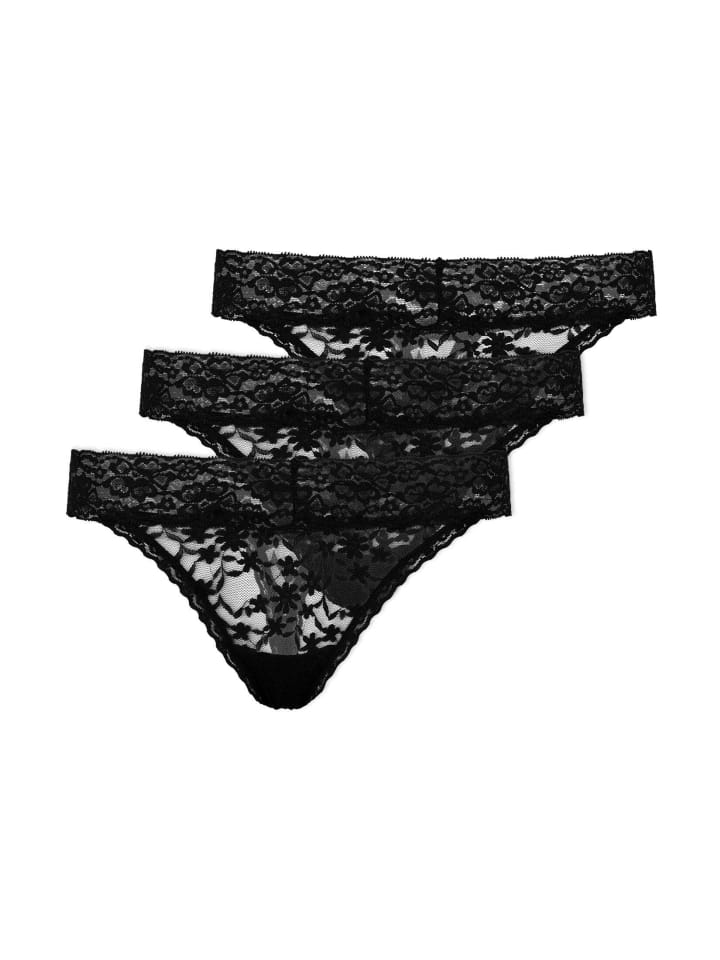 SNOCKS Tangas aus Spitze 3 Stück in Schwarz günstig kaufen