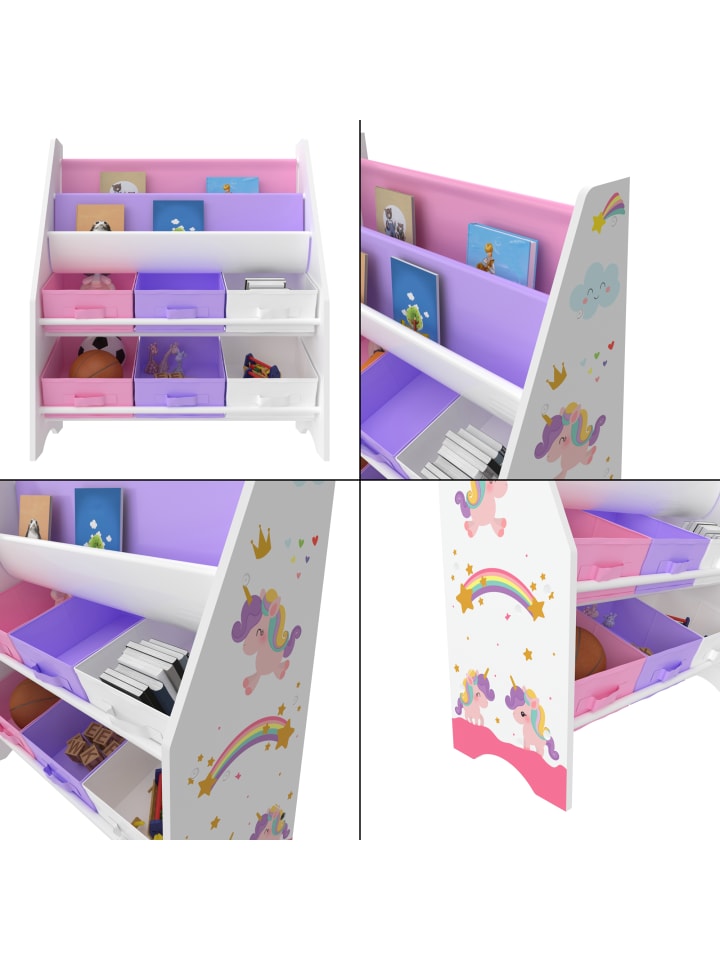 en.casa Kinderregal Ponteceso in Lila Rosa (H)74cm (B)62cm (T)26.5cm günstig kaufen onesize