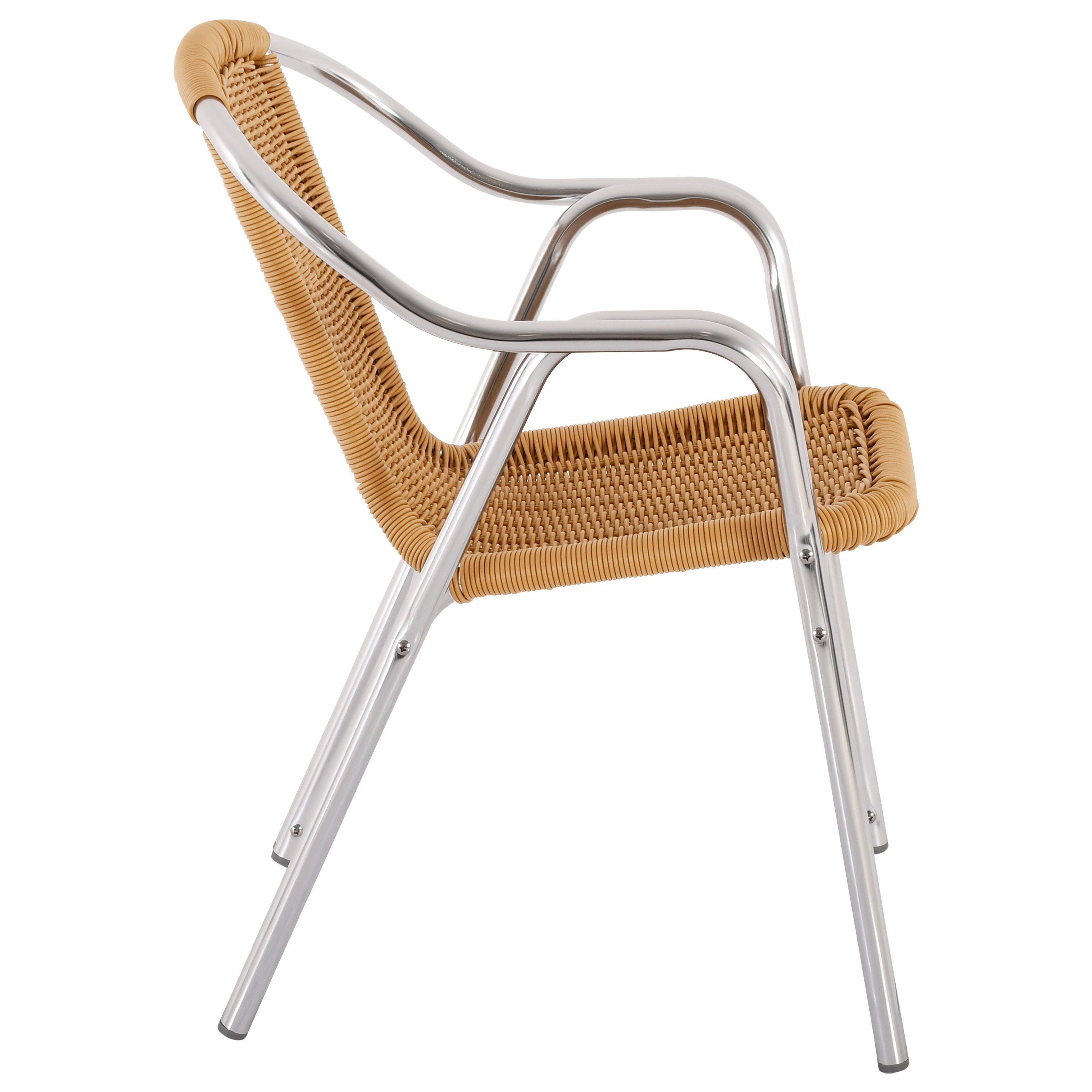 Raburg Bistrostuhl VITA in NATUR-BEIGE, Polyrattan, Alu in SILBER, verschiedene Sets (Set), hochwertiges Doppelrohr-Aluminium-Gestell, stapelbar, bis 150 kg