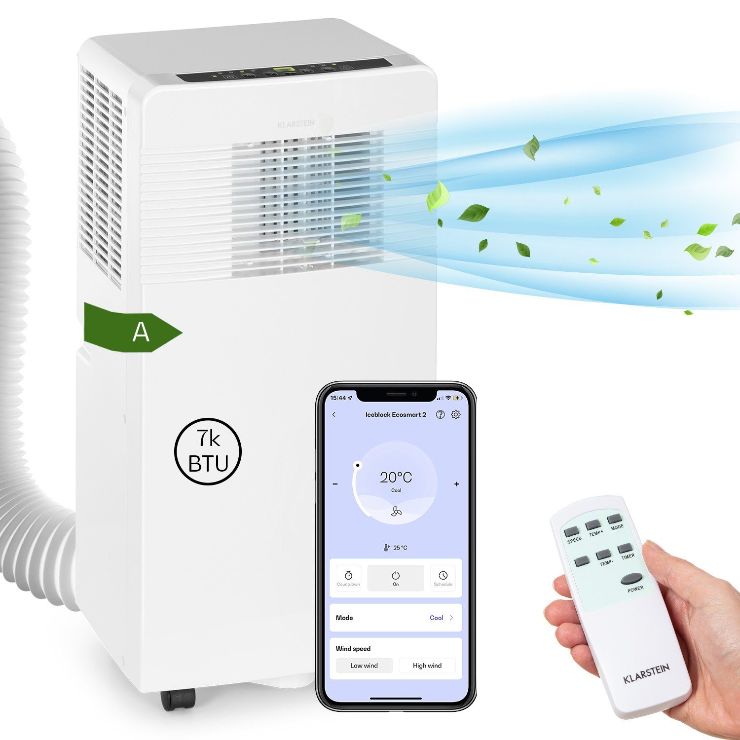 Klarstein Klimagerät Iceblock Ecosmart 7, Klimagerät mobil Air Conditioner Kühlgerät Luftkühler
