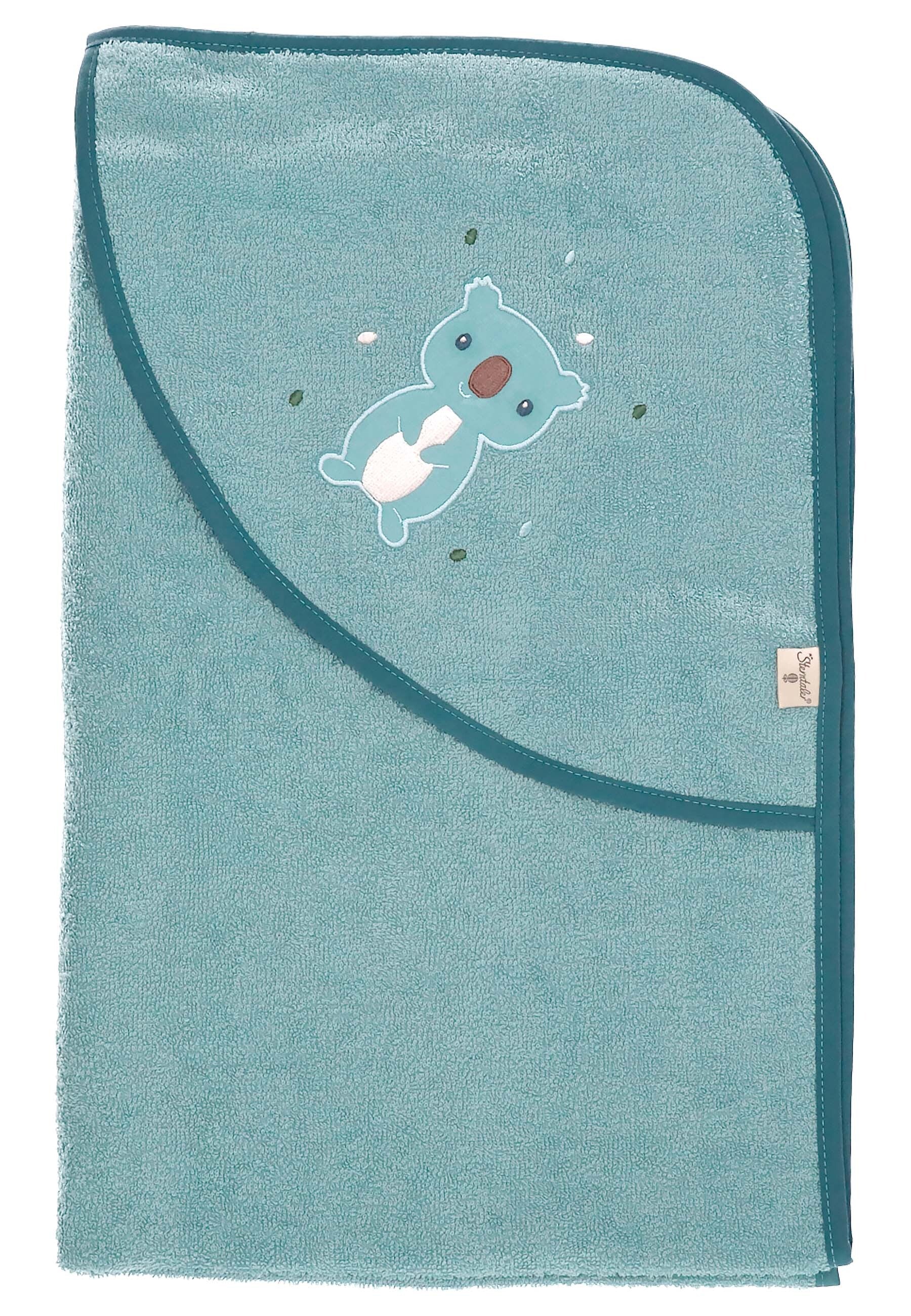 GOTS Badetuch 100x100 Koala Kalla uni in Blau mel.