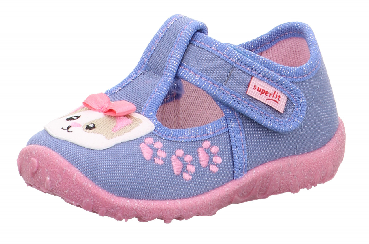 SPOTTY - Blau/RosaHausschuh mit Klettverschluss