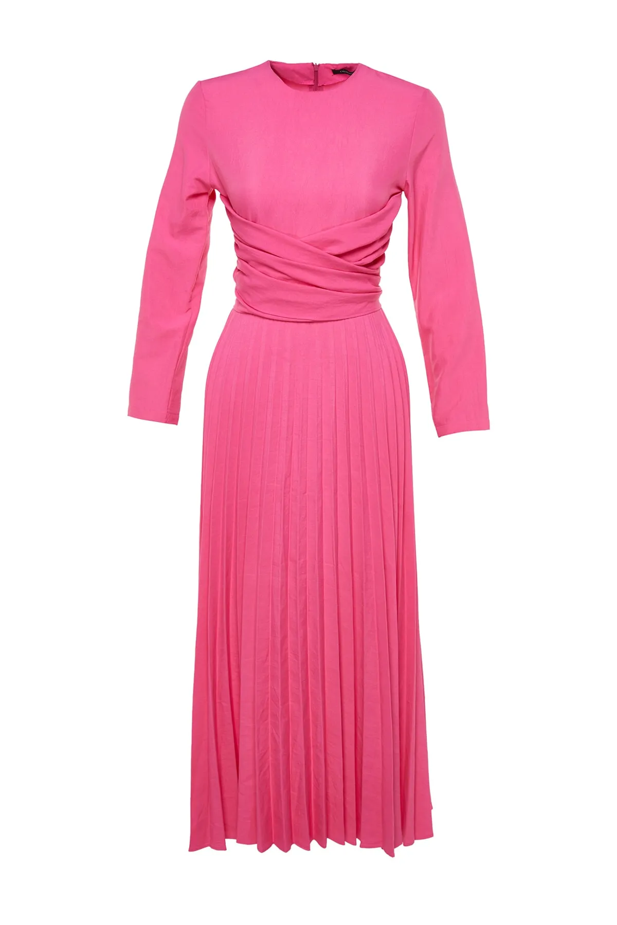 Trendyol Modest  Rosa Plisseekleid mit Taillengürtel TCTSS23DB00001