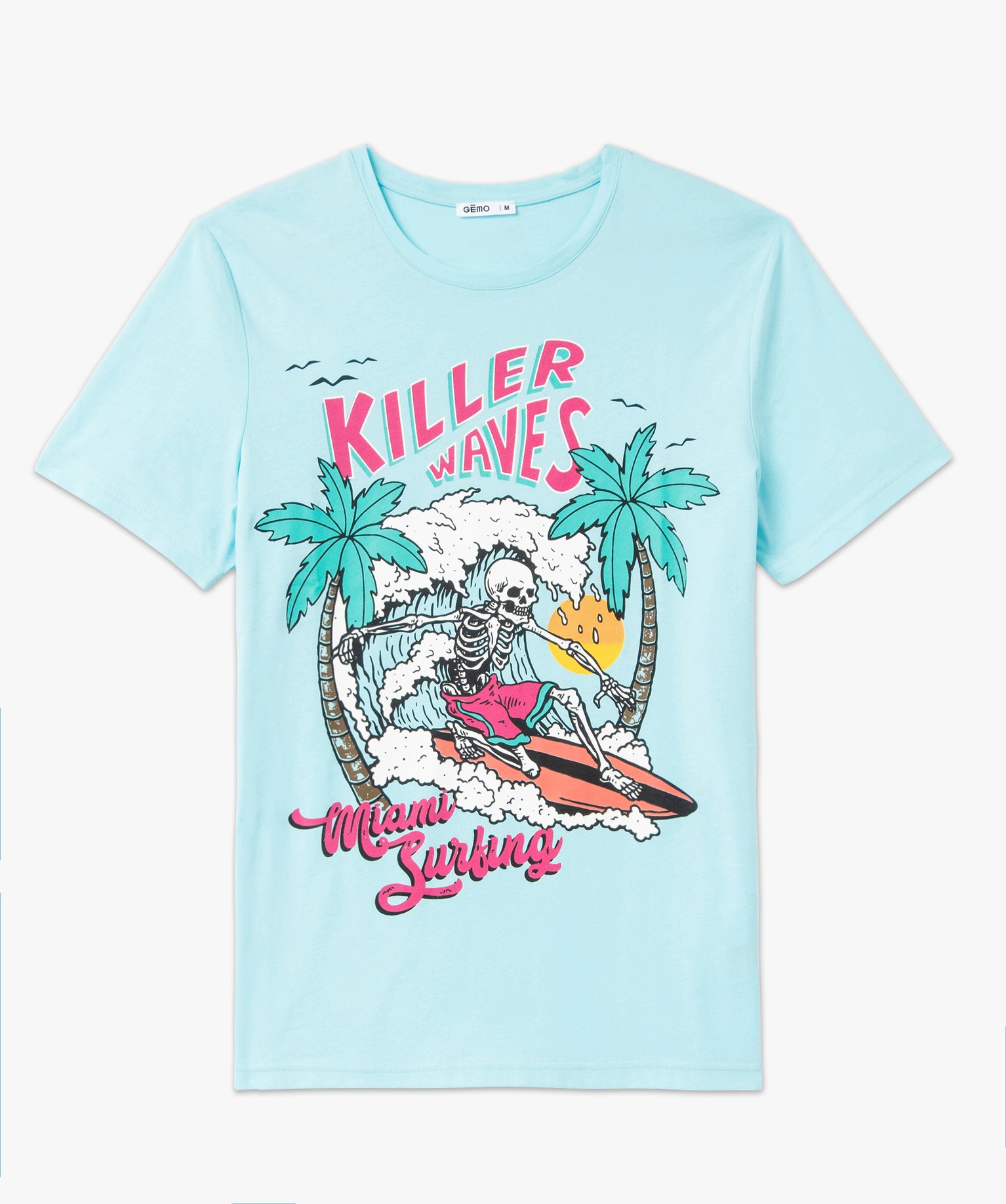Tee-shirt à manches courtes imprimé estival homme bleu | GEMO