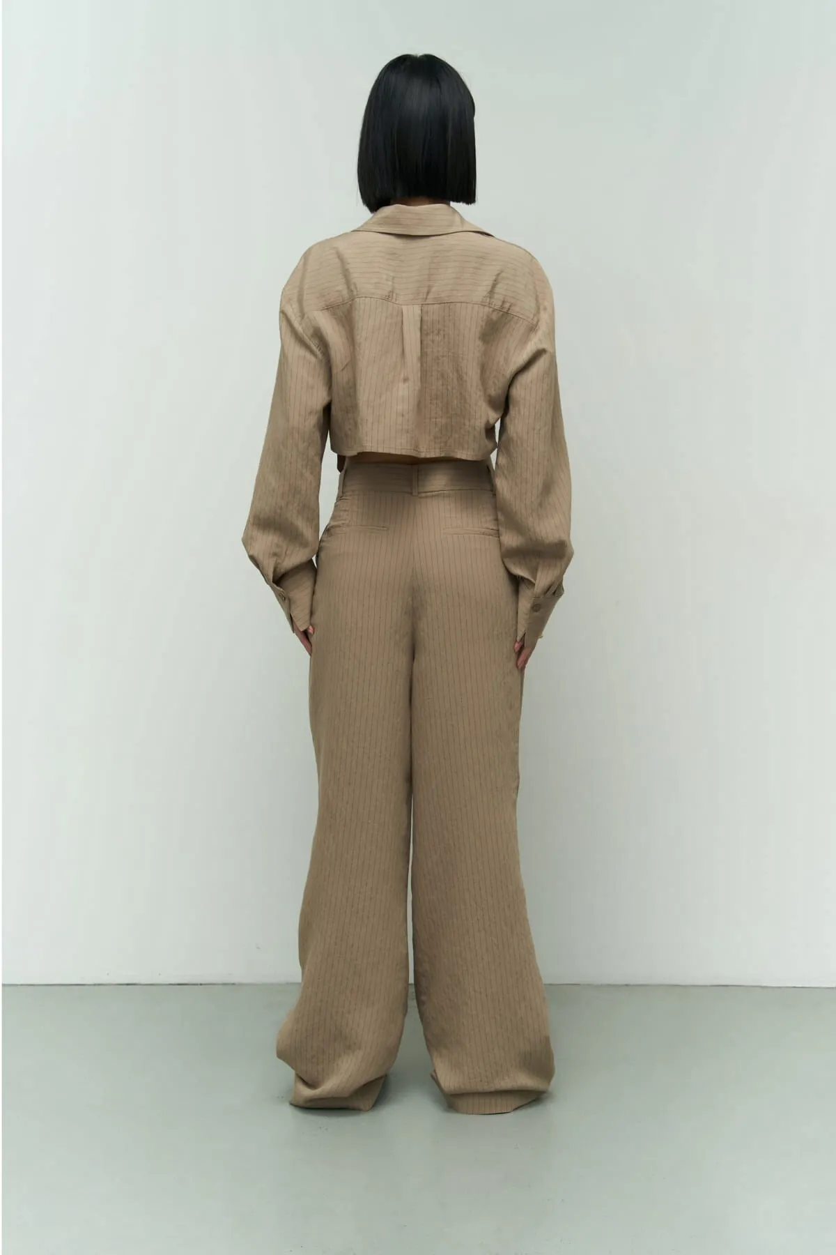MAİ COLLECTİON  Valente Nerzfarbenes Crop-Hemd-Hose-Set