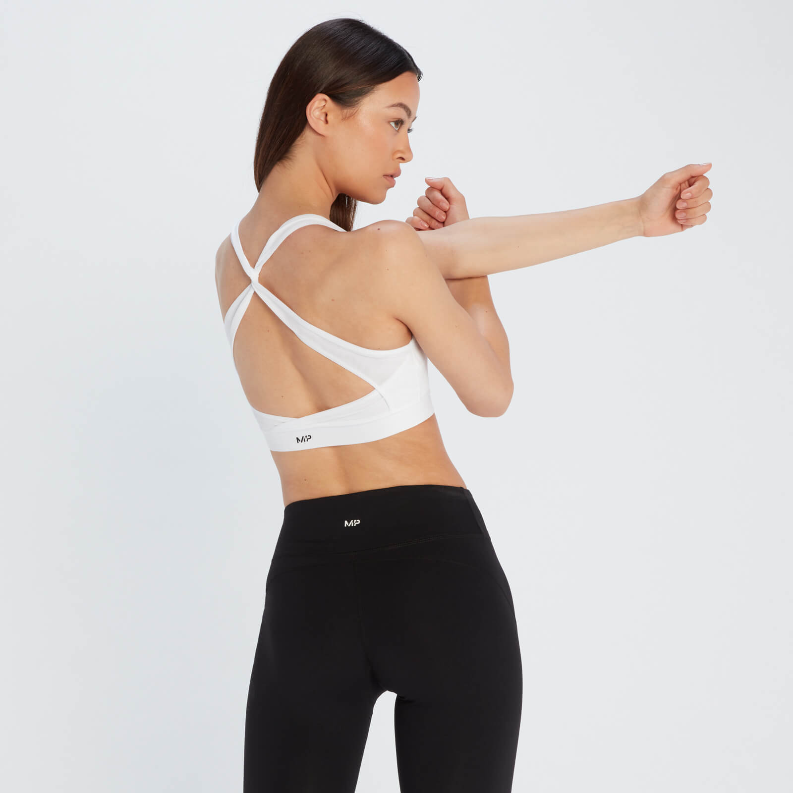 Brassière de sport à dos croisé MP Power pour femmes – Blanc