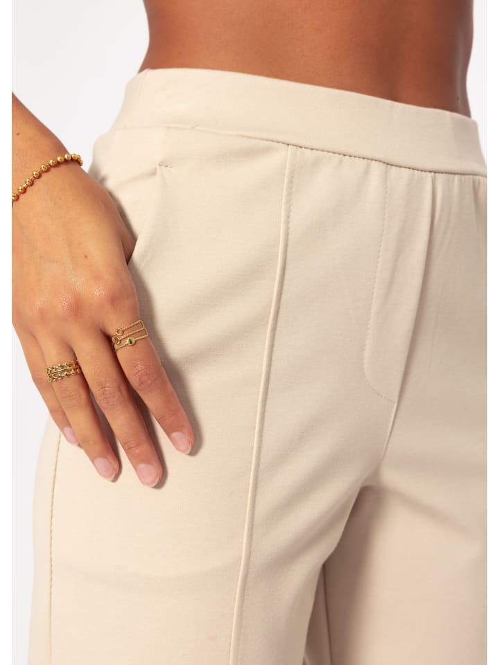 SASSYCLASSY Jersey Chinos mit Ziernaht in Beige günstig kaufen