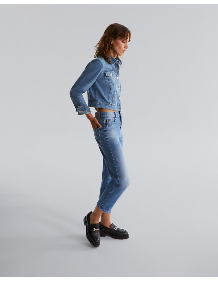 Jean boyfriend bleu cropped taille basse Waterless Femme