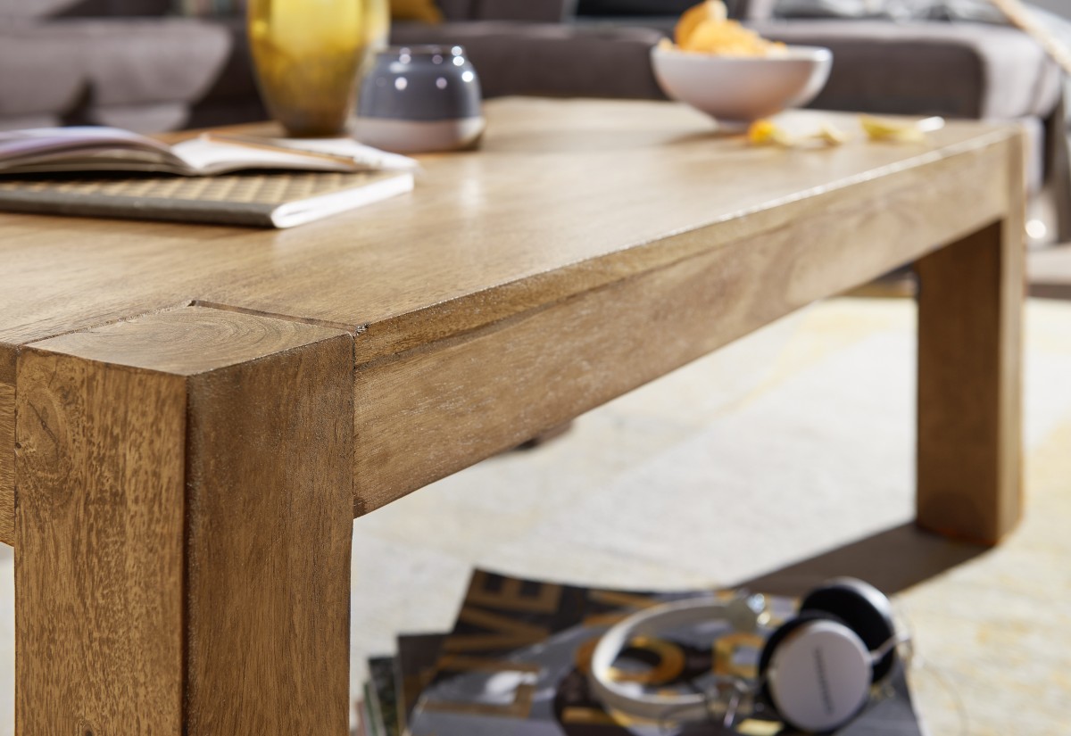 Wohnling Akazie Couchtisch Massiv 110 x 60 cm