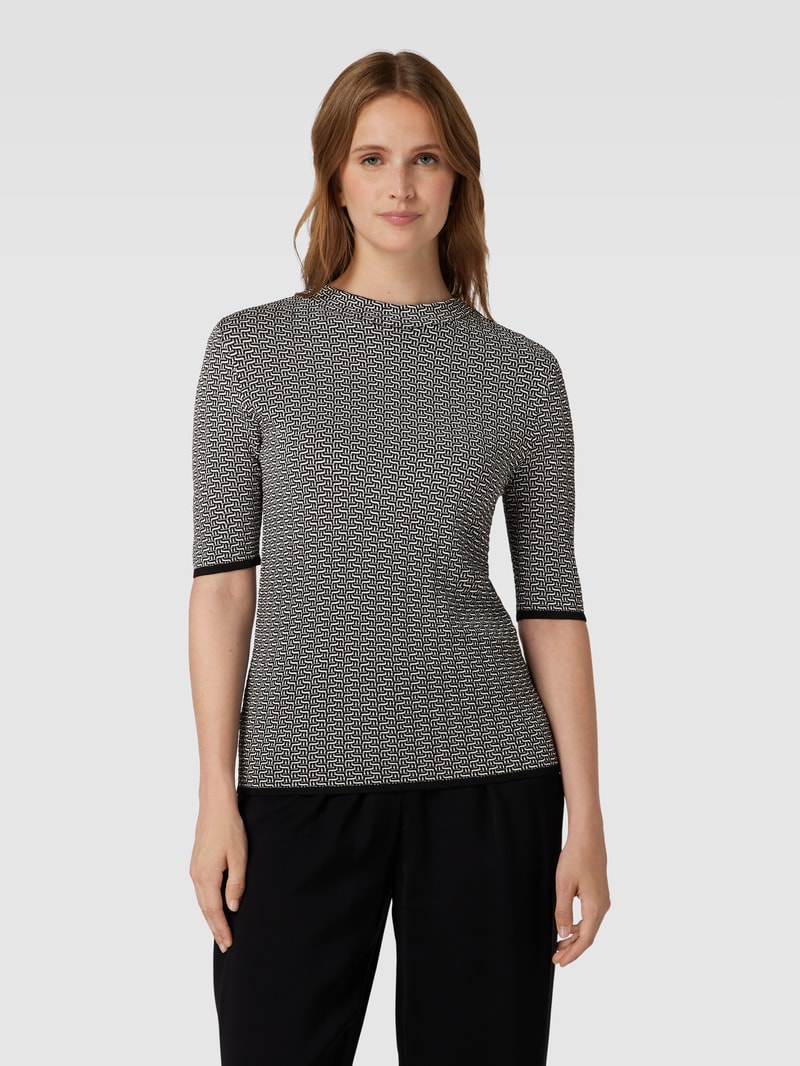 Strickpullover mit 1/2-Arm in schwarz