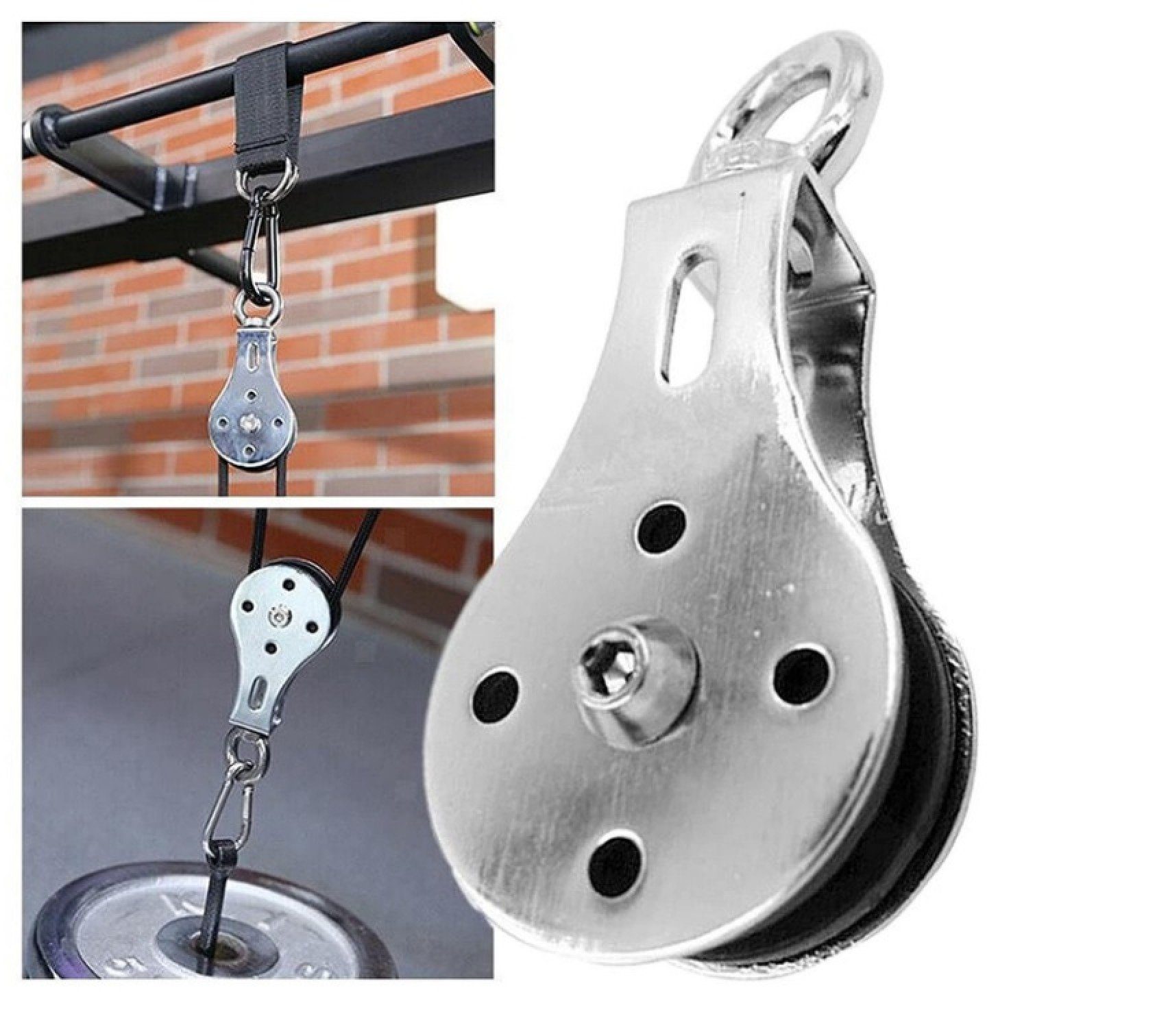 BAYLI Kurzhantel 55mm Seilrolle mit U Haltebügel, Umlenkrolle, Drahtseilrolle 360°